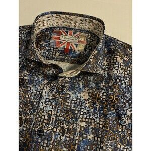 7 Downie Street St London UK Long Sleeve Colorful Geometric Button Shirt MED 4